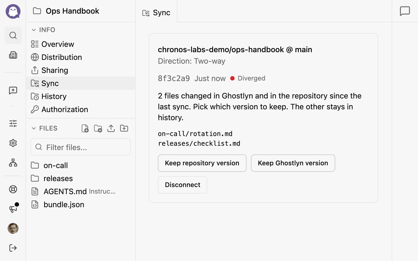 Two-way sync with a GitHub branch